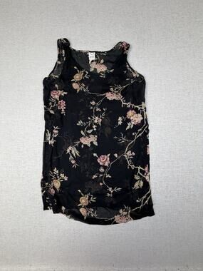 Vintage Mondi Collections Floral Dress Women’s Medium Black Rayon Sleeveless